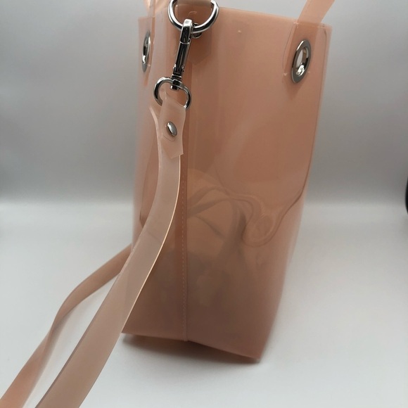 NWT. Zara Light Pink/Cream Vinyl Shoulder Bag. - Picture 3 of 13